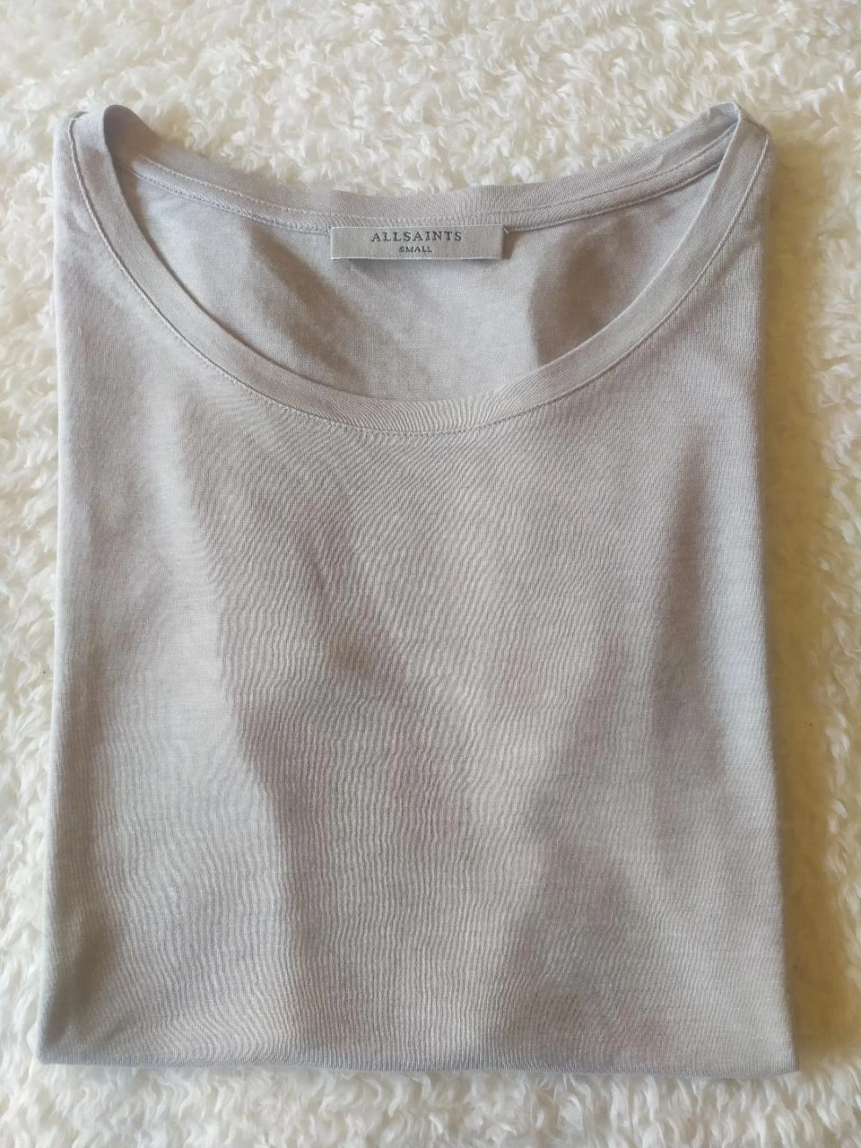 ALLSAINTS Women's Light Grey Viscose Wool Blend Relaxed T-Shirt Size S – photo 16